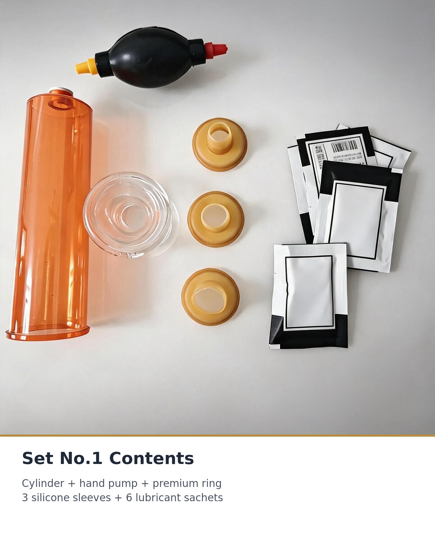Vacuum Cylinder Training Set - 3 Sizes (Large / Medium / Small) with Hand Pump, Flexible Hose, 3 Silicone Sleeves and Premium Ring, Clear Measurement Scale - Image 6