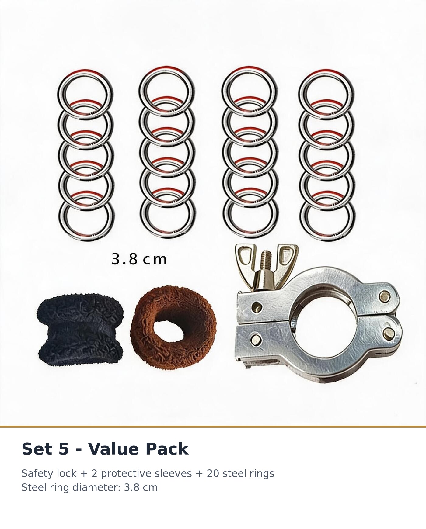 Traditional Hanging Practice Tool - Adjustable Spring and Copper Ring with Aluminium Safety Lock, Hole 2-2.7 cm, Steel Rings 3.8 cm, 13 Options - Image 5