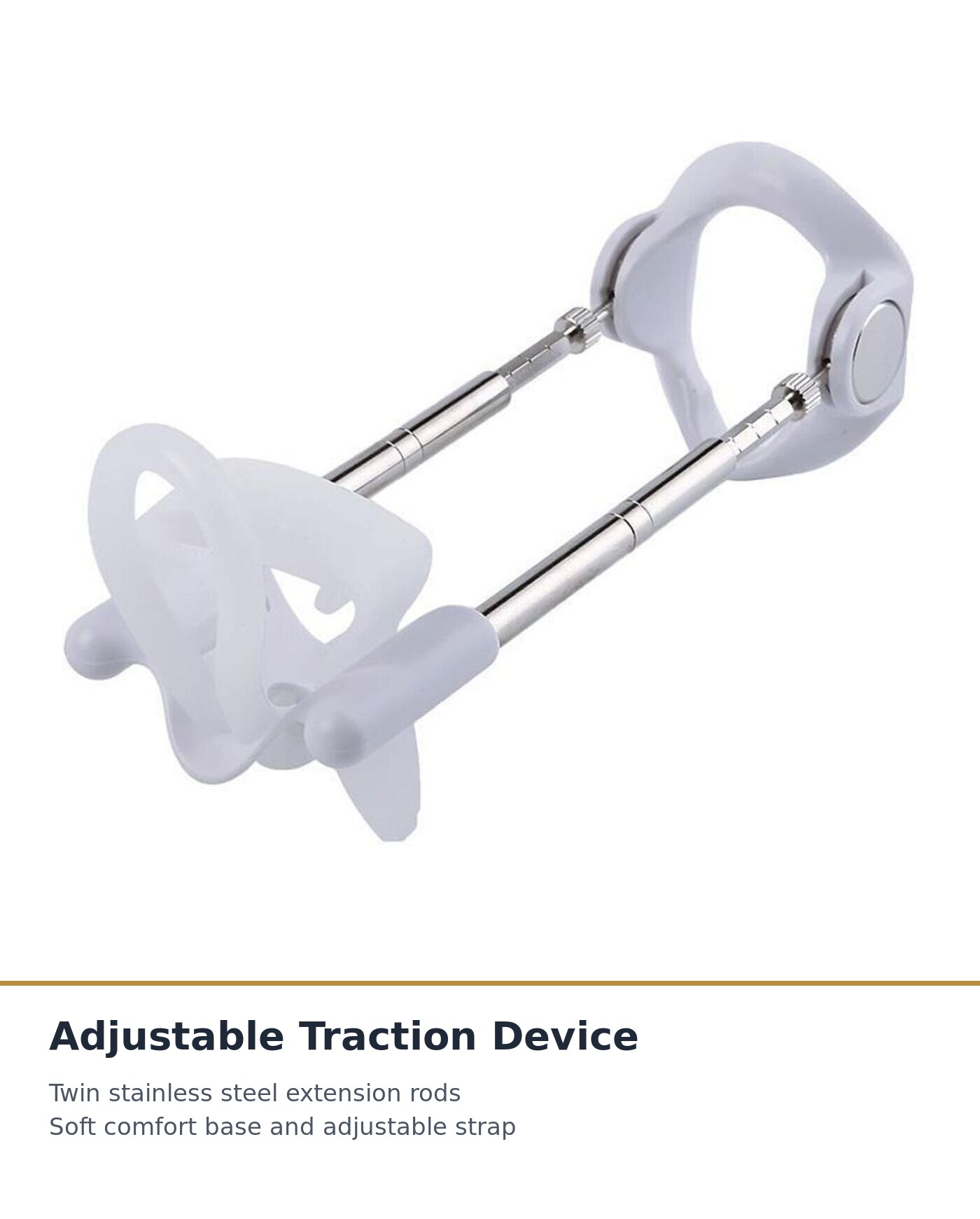 Adjustable Traction Extender Device - Classic White, Twin Rods with 7-11.5 cm Extension Range, Comfort Ring and Soft Strap, Complete Kit with Leaflet - Image 2