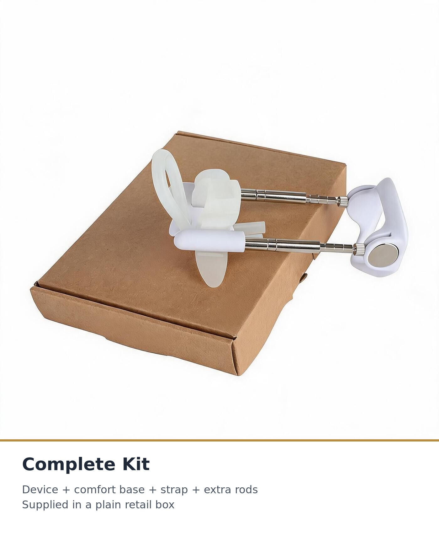 Adjustable Traction Extender Device - Classic White, Twin Rods with 7-11.5 cm Extension Range, Comfort Ring and Soft Strap, Complete Kit with Leaflet - Image 4